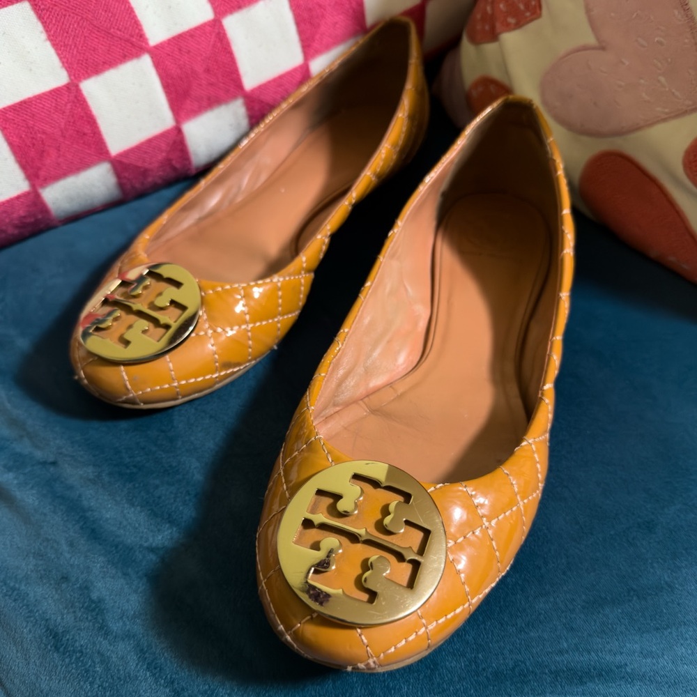 Tory Burch Quilted Ballet Flats - Tan - Size 11